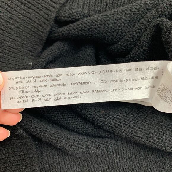 Zara Sweater Dress Women S Small Black V Neck Acrylic Nylon Blend Knit Oversized - Picture 12 of 16